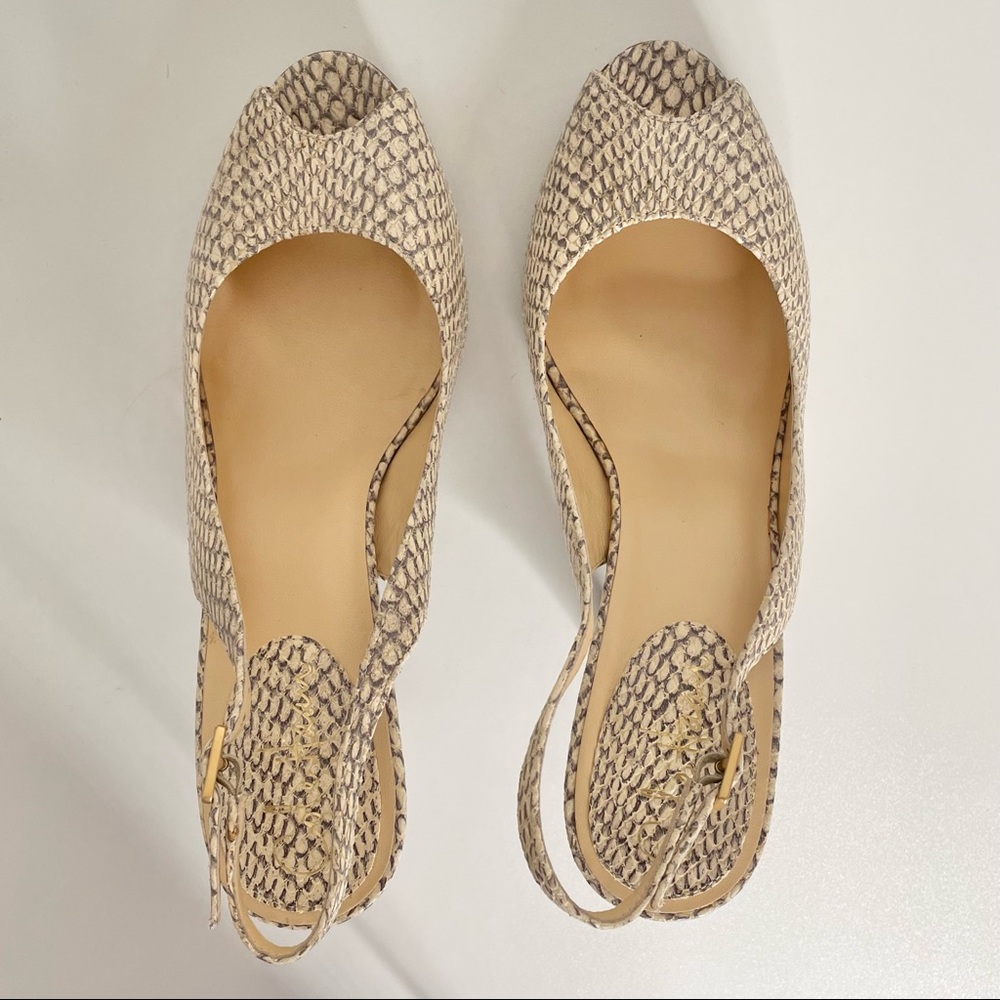 Cole Haan Nike Air Open Toe Cream Snakeskin Slingback Platform Heels 9 - Picture 6 of 12